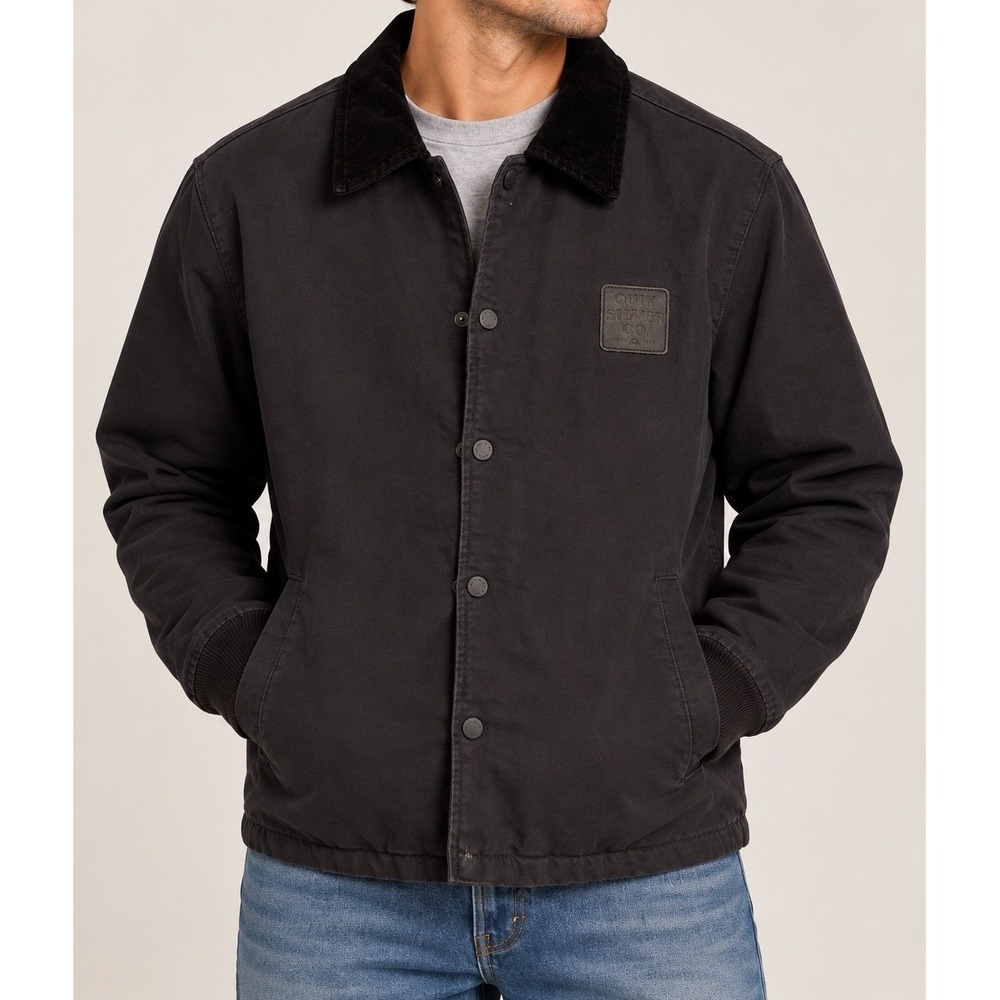 Quicksilver Mens Kofuji Corduroy Collar Long Sleeve Jacket Size M Black Utility